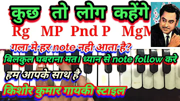 कुछ तो लोग कहेंगे।kuch to log kahenge। harmoniumn lesson। kishor kumar। sargam। notes।