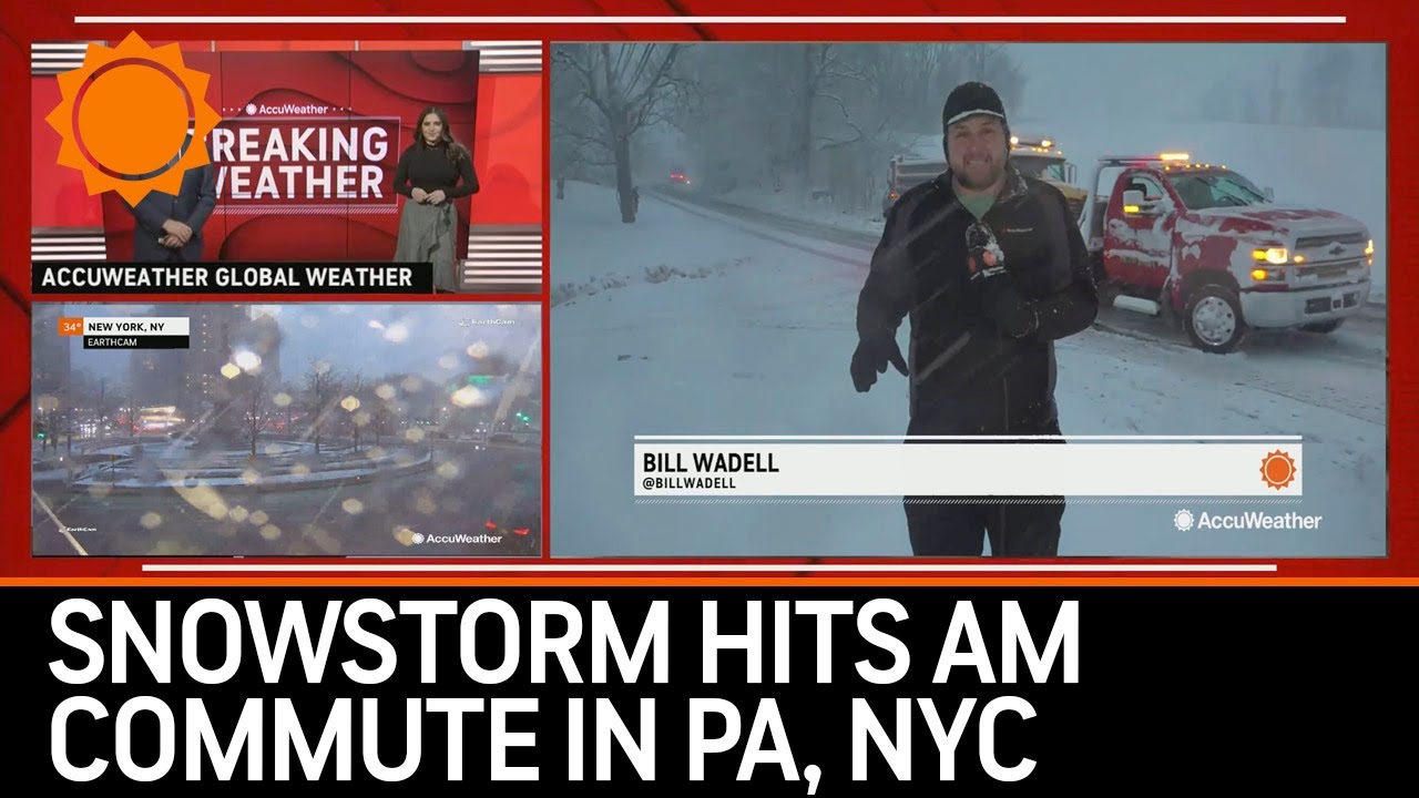 Snowstorm Causing Major Issues for Morning Commuters in PA, NYC - YouTube