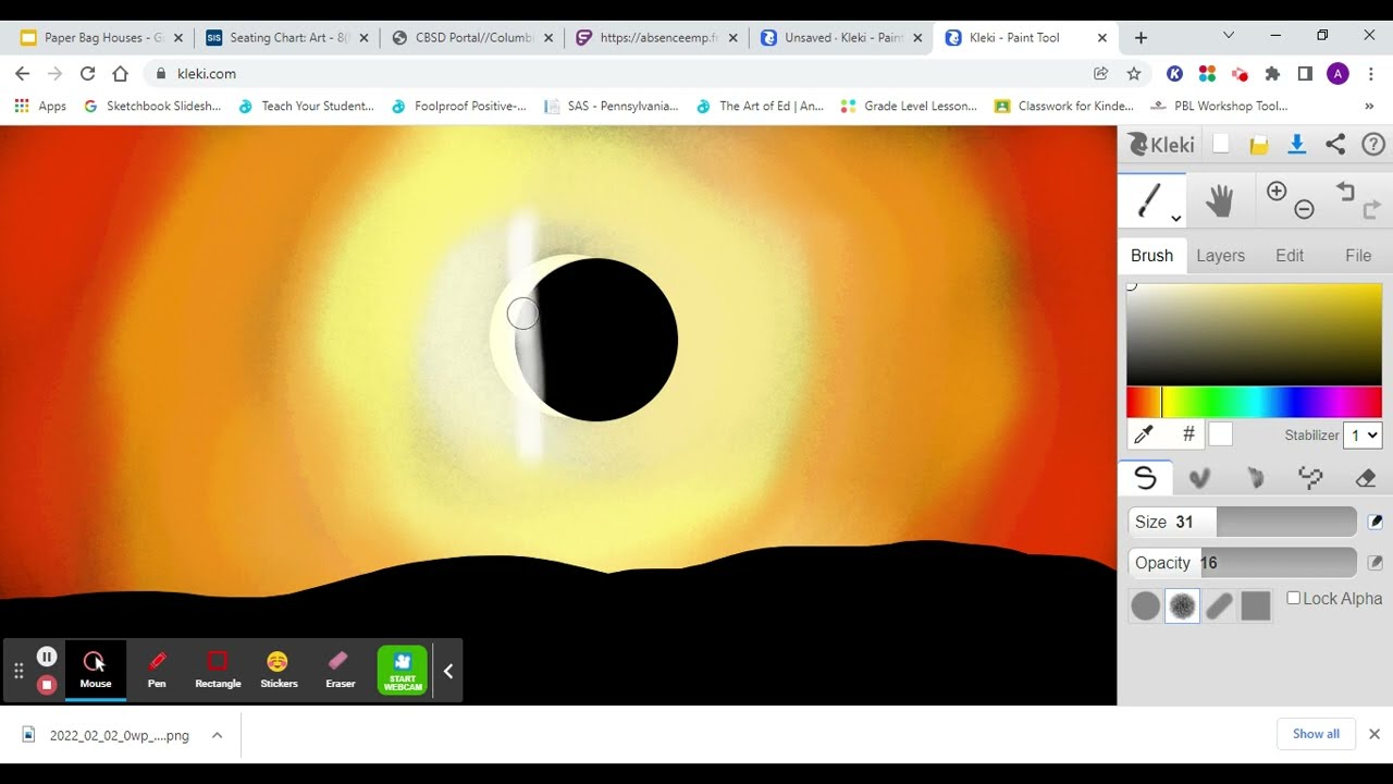 How to Draw an Eclipse on Kleki.com 