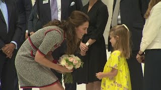 Adorable sixyearold presents Kate with flowers at V&A Museum