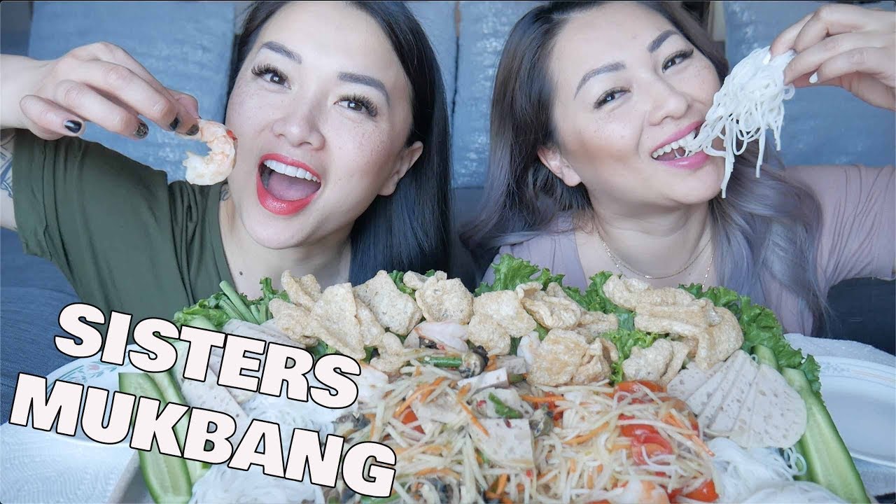 SISTERS MUKBANG (SEAFOOD SPICY Papaya Salad) *LETS EAT | SASVlogs - YouTube