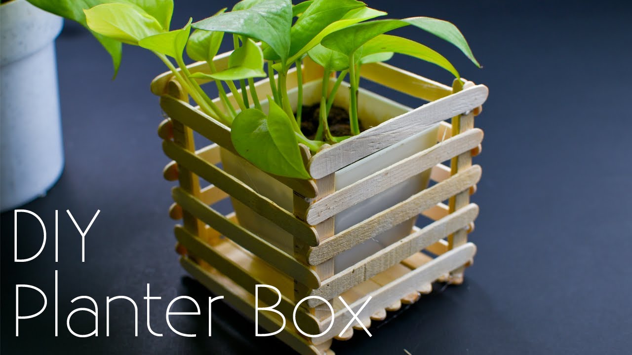 Planter Box DIY Build Popsicle Stick Pot Crafts YouTube
