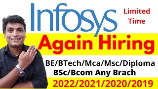 Infosys Again Hiring Freshers System Engineer Role | BE BTech Diploma Mca MSc Bsc Bca 2022 21 20 19