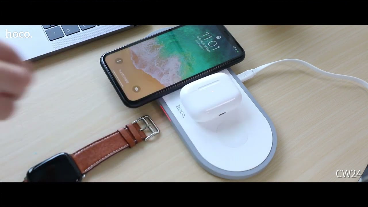 hoco cw24 handsome 3in1 wireless fast charger clip