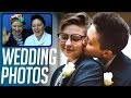 seeing our wedding photos for the first time.