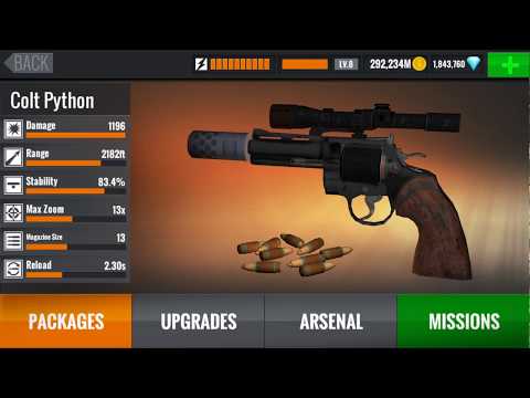 Sniper 3D Assassin Shoot to Kill Gameplay Walkthrough Upgrade Pistols Colt Python to MAXED OUT HD