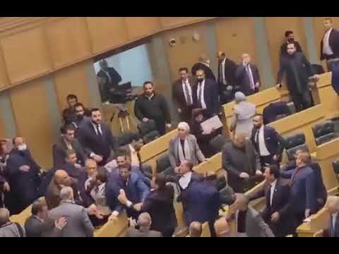 A fight and chaos in the Jordanian parliament during the discussion of constitutional amendments