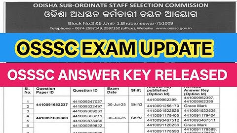 OSSSC OFFICIAL ANSWER KEY OUT | OSSSC BIG UPDATE