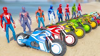 SPIDERMAN Motorbikes Challenge on Double Mega Ramps Spiderman Team Hulk Avengers Motos Race - GTA 5 screenshot 2