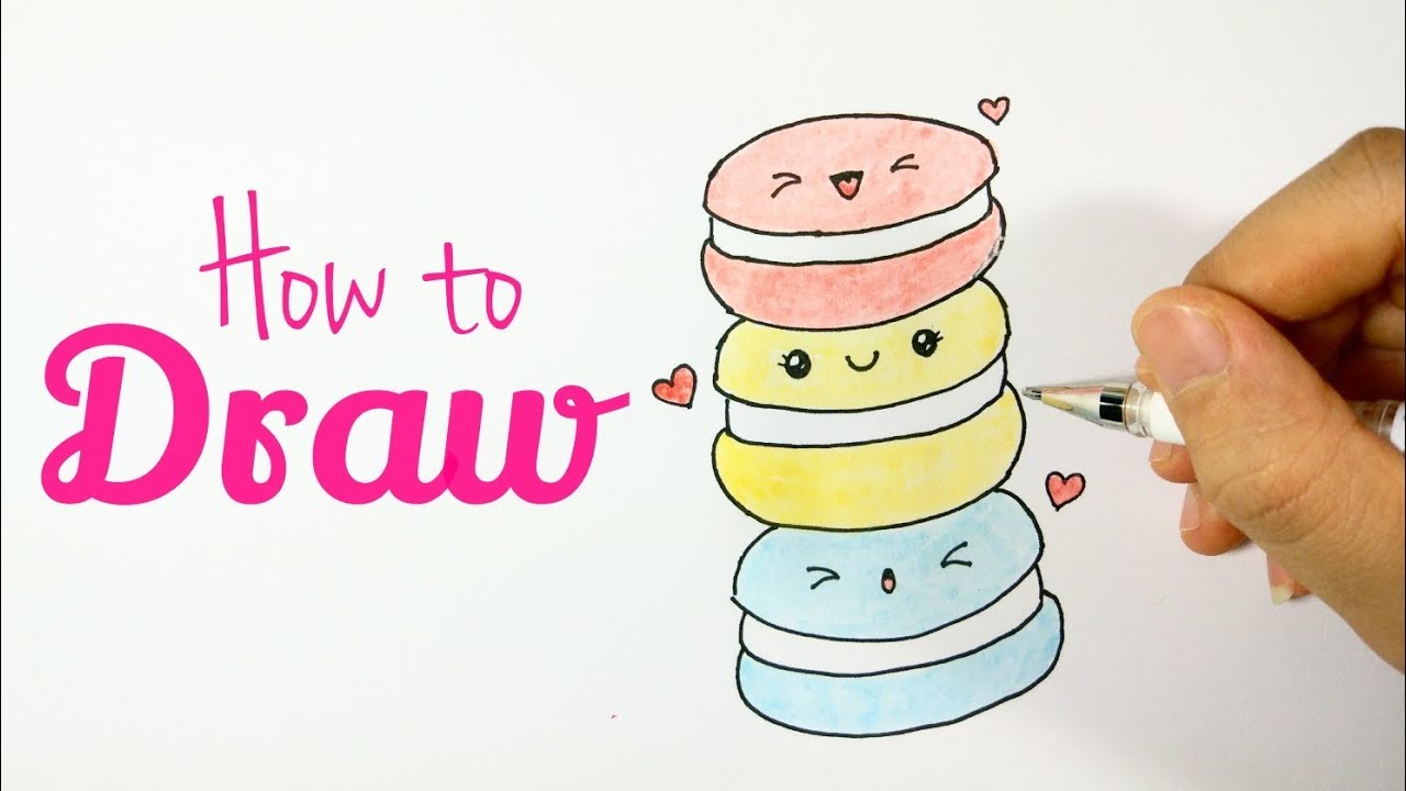 How To Draw A Cute Macaron Easy Happy Drawings Myhobbyclass | The Best ...