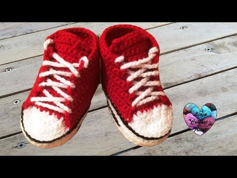 Converse chaussures bébé crochet 2/2 / Converse all stars baby shoes  crochet (english subtitles) - YouTube