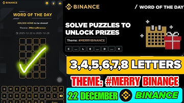 Theme #MerryBinance | Binance Crypto WODL Answers Today | All Letters WOTD