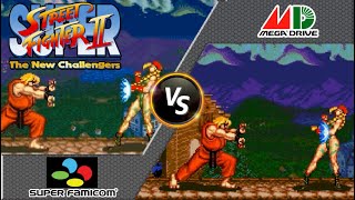 [カプコンのレトロゲーム] スーパーストリートファイター2の比較画像 (スーパーファミコン対メガドライブ) Super Street Fighter2 Comparison (SNES vs SMD)
