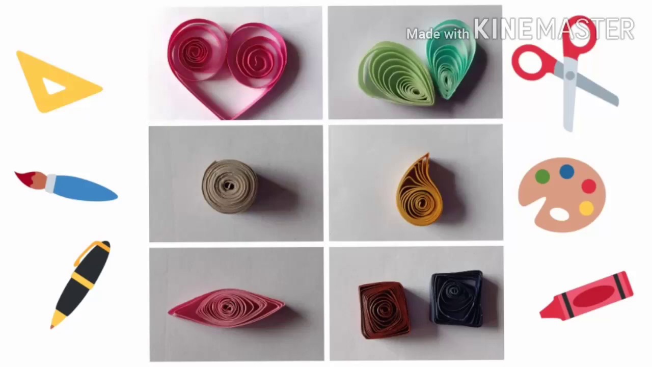 6 quilling paper art shapes Easy and basic shapes for beginners YouTube