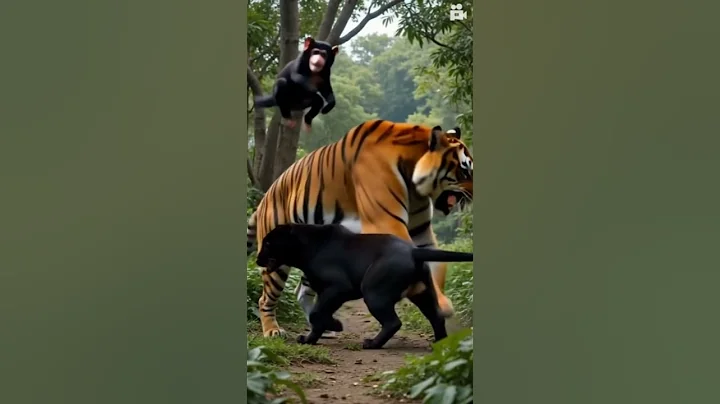 Epic Jungle Battle: Tiger vs Black Panther, Elephant, Dog & Monkey – Who Wins?"
