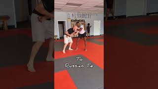 Arm Drag to Russian Tie to Foot Sweep #wrestling #bjj #jiujitsu #takedown