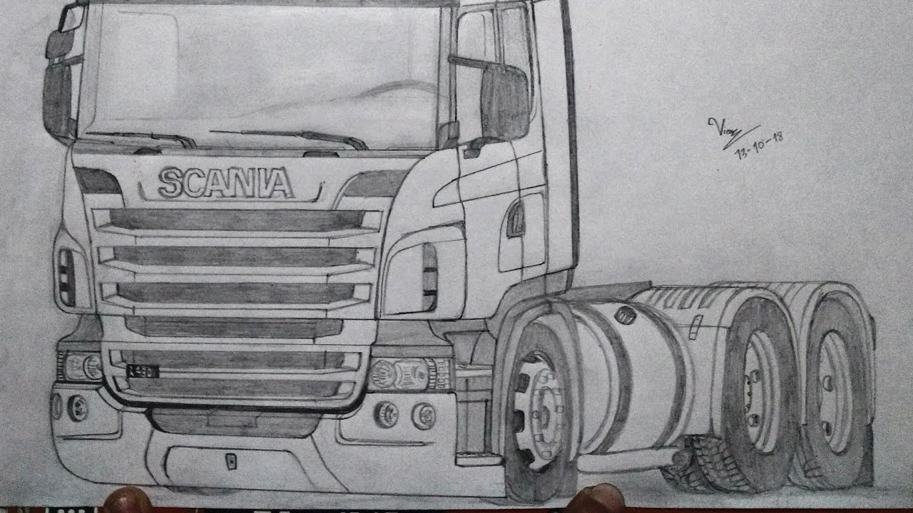 Como desenhar Carreta Scania 450s arqueada 