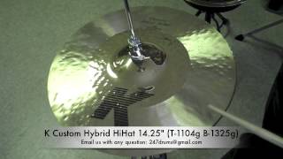K Custom Hybrid HiHat 14 25" (T-1104g B-1325g) - 247drums SR (Sound Review) BWYH (Buy What You Hear)