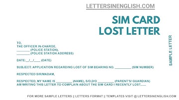 Application to Police Station for Lost of SIM Card - Sample application letter to police station