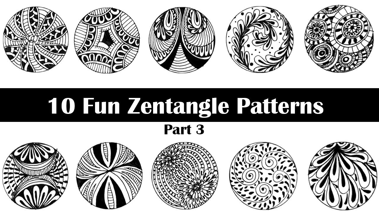 30 Fun Zentangle Patterns || Zentangle For Beginners || Intuitive ...