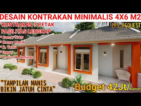 DESAIN KONTRAKAN MINIMALIS 4X6 M2 SUPER KEREN || Kamar Mandi Dalam, Dapur, R. Tamu, T.Cuci & Jemuran