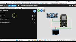Wokwi simulator - Distance measurement using ultrasonic sensor HC-SR04 with OLED display and ESP32