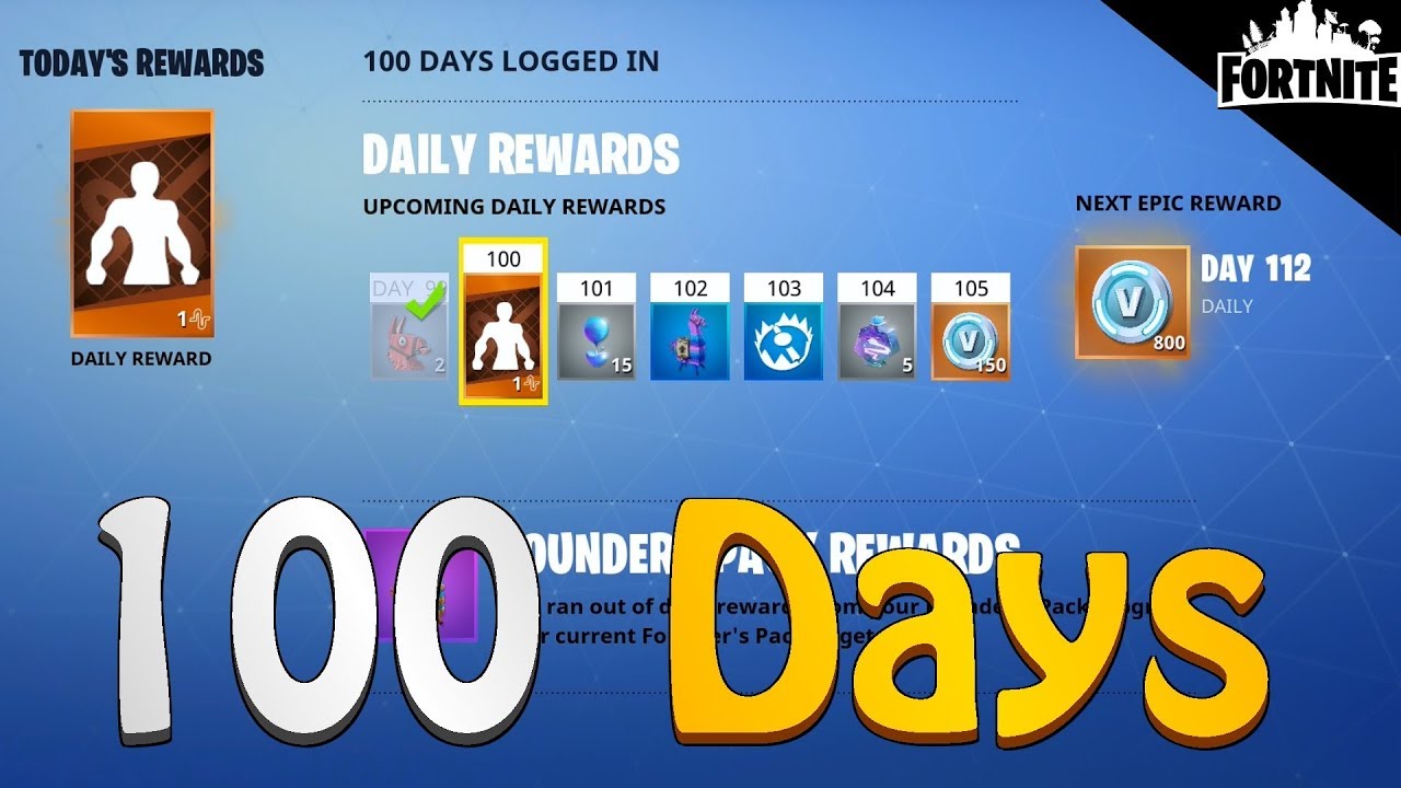 fortnite rewards you get after logging in 100 days daily login loot - free the v bucks timed missions