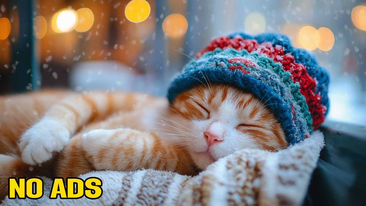 12 Hours of Soothing Cat Music ❄️ Gentle Cat TV Sounds for Nighttime Relaxation