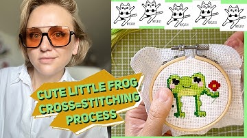 Little cute frog cross-stitching process with necessary instructions