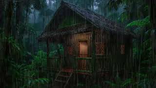 Rainy Night in the Dense Forest 🌲 | Sleep Well in a Quiet and Peaceful Bamboo Hut