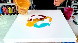 A Ring of 24K Gold!  Gorgeous Cell Reactions from Acrylic Paint!  Acrylic Pouring