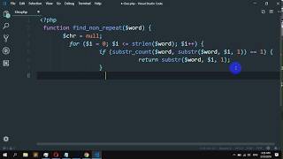 How to find the first non repeated character in a string in PHP