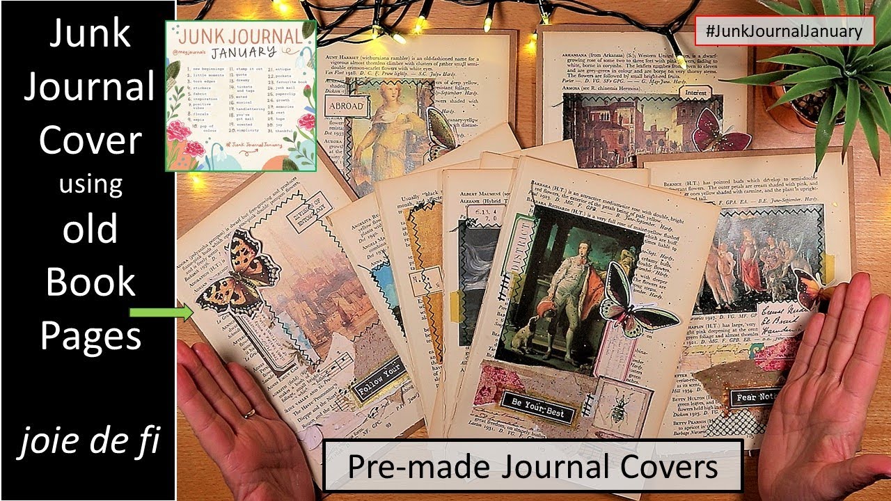 Pre-made Junk Journal Cover Using Old Book Pages Step By Step Tutorial ...