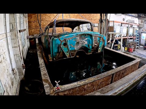 1955 Chevy Bel Air chemical paint and rust removal from start to finish