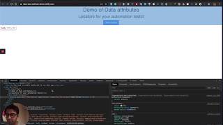 Demo of Selenium IDE data-test attributes selector suggestion.