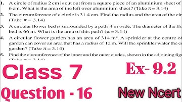 Class 7 Maths - chapter - 9 - Perimeter and Area - Ex- 9.2- Question - 16 | New Ncert