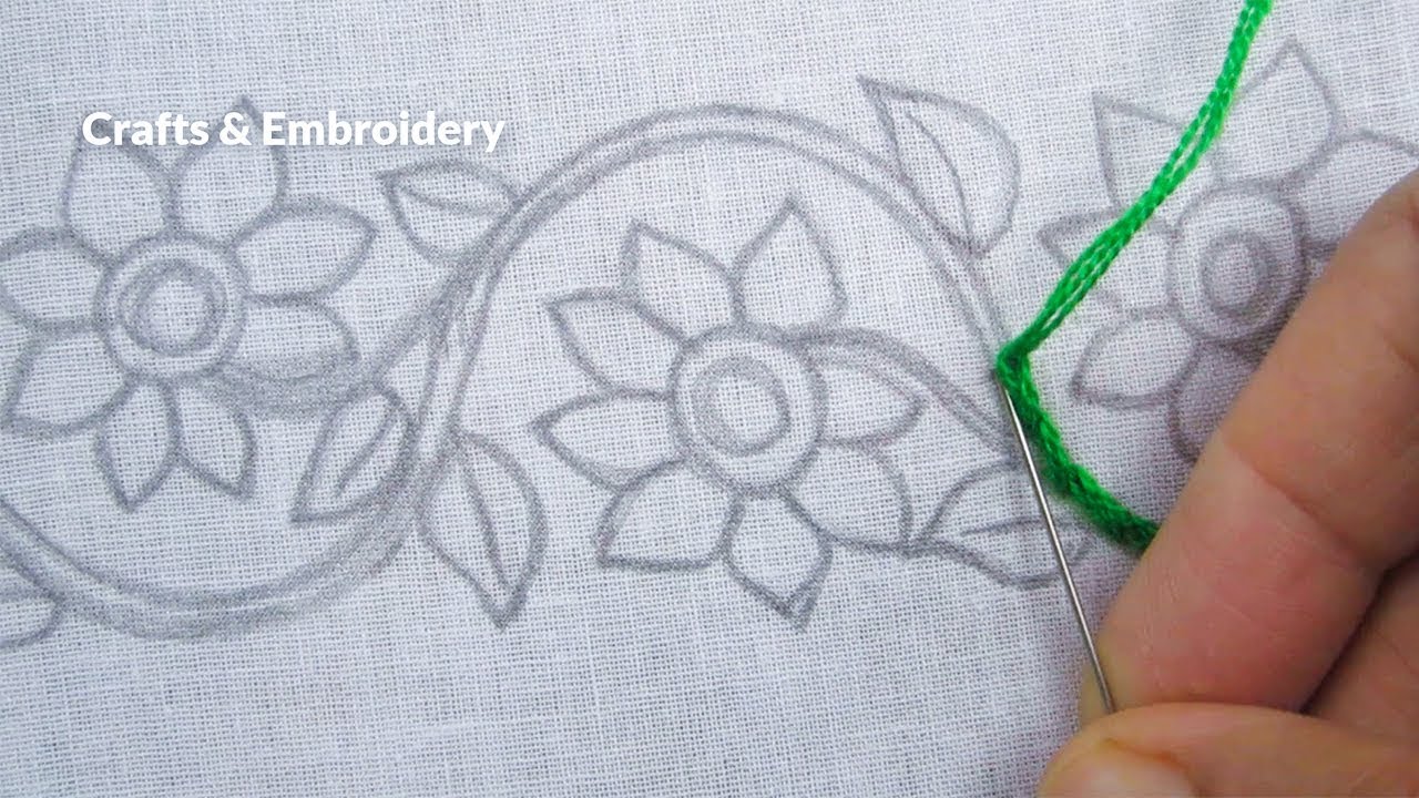 Hand embroidery easy border line embroidery design youtube Hand embroidery easy border line embroidery design youtube