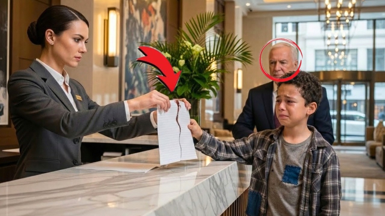 A GERENTE RASGOU O BILHETE DO POBRE MENINO… SEM SABER QUE O DONO MILIONÁRIO TINHA VISTO TUDO