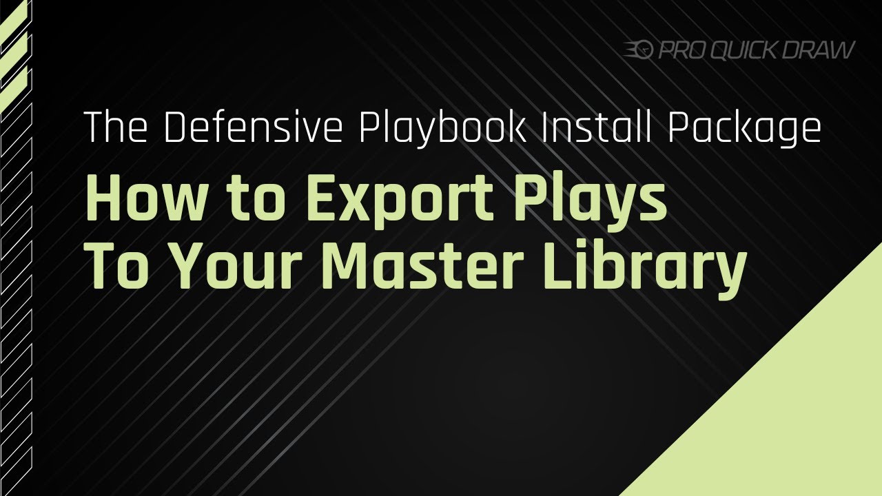 Как экспортировать игровые комбинации в основную библиотеку | Установочный пакет Defensive Playbook