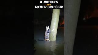 Water Has Risen… Brave Mother Cat Fights to Save Her Babies 💔🐾😿 #shortsfeed #pets #cat #mother #baby