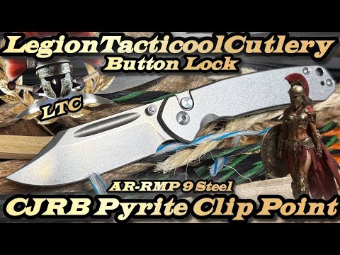 CJRB Pyrite Clip Point Folder Button Lock on AR-RMP9 Steel