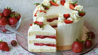 ТОРТ С КЛУБНИЧНОЙ НАЧИНКОЙ🍓 . Летний ТОРТ С КЛУБНИКОЙ🥰 | STRAWBERRY CAKE