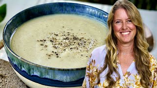 The Creamiest Vegan Roasted Garlic & Cauliflower Soup Ever!