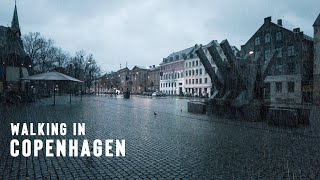 Walking in the Rain - Copenhagen early morning - [ 4k ASMR ]