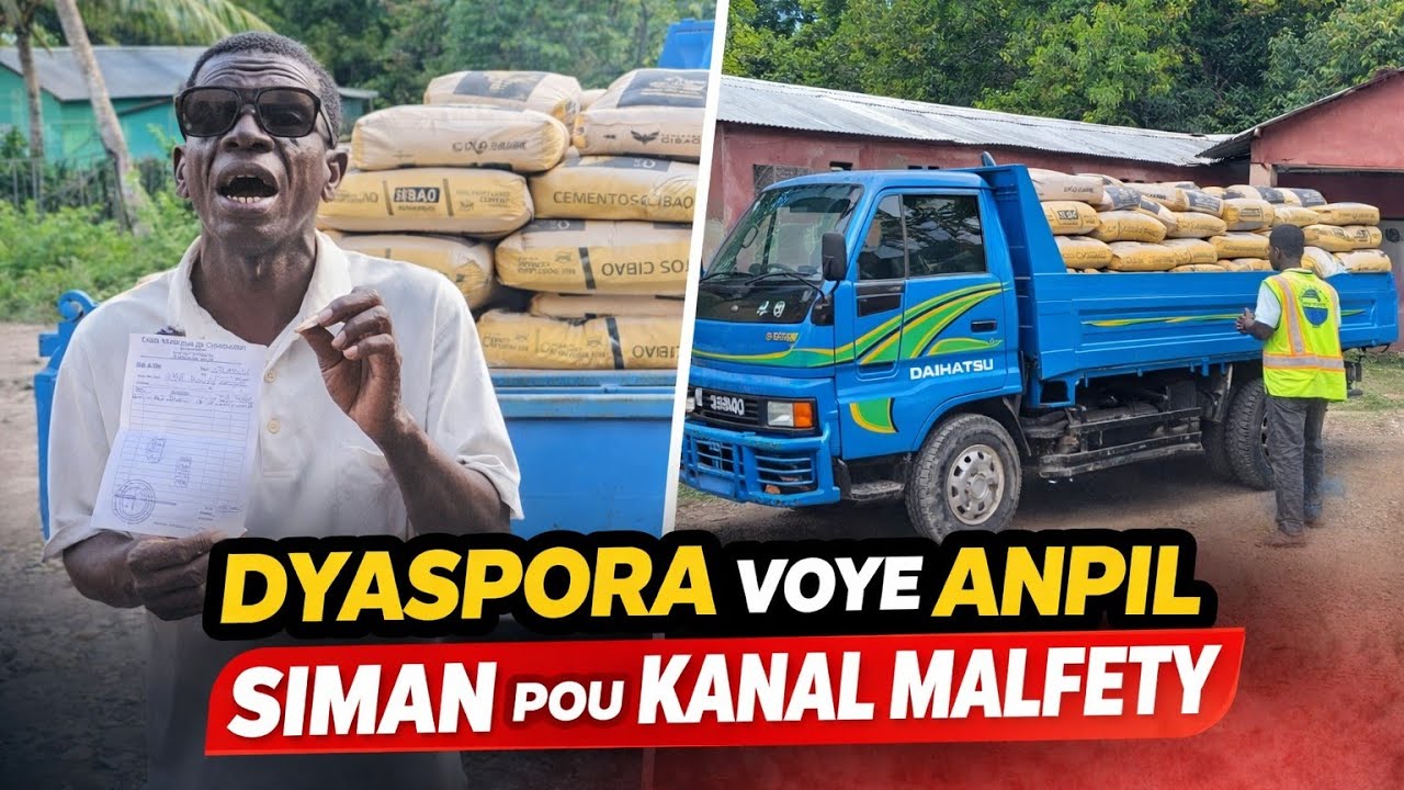 Kanal Malfety a sove! Yon gwo kanntè siman dyaspora voye pou koule béton nan kanal la.