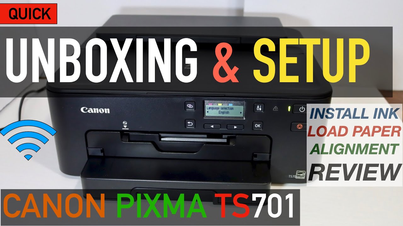 Canon Pixma TS701 SetUp, Unboxing, install Ink, Load Paper, Alignment &  Review !! 