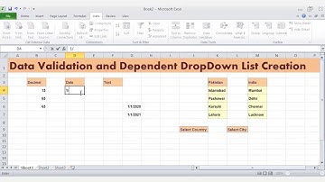 Excel for Beginners Lecture 12 Data Validation and Dependent DropDown List