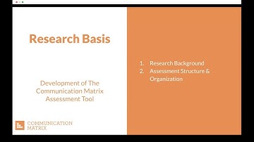 Introduction to the Communication Matrix Assessment Tool, Shared Science, and Community of Practice
