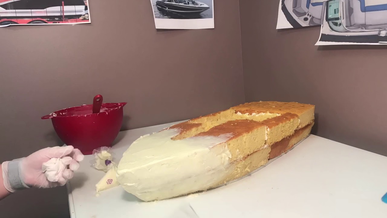 How to stack, carve and ganache xl custom boat cake diy tutorial - YouTube