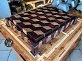 3-D END GRAIN CUTTING BOARD WITH  STAND (HIDDEN COMPARTMENT)